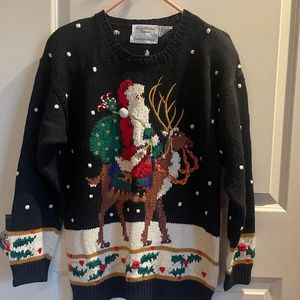 Vintage Marisa Christina Santa and reindeer sweater